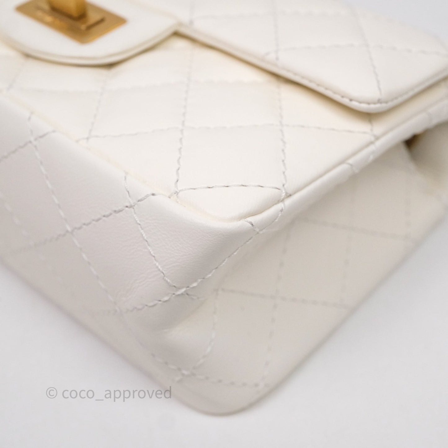 Chanel Mini Reissue 224 White Calfskin Aged Gold Hardware