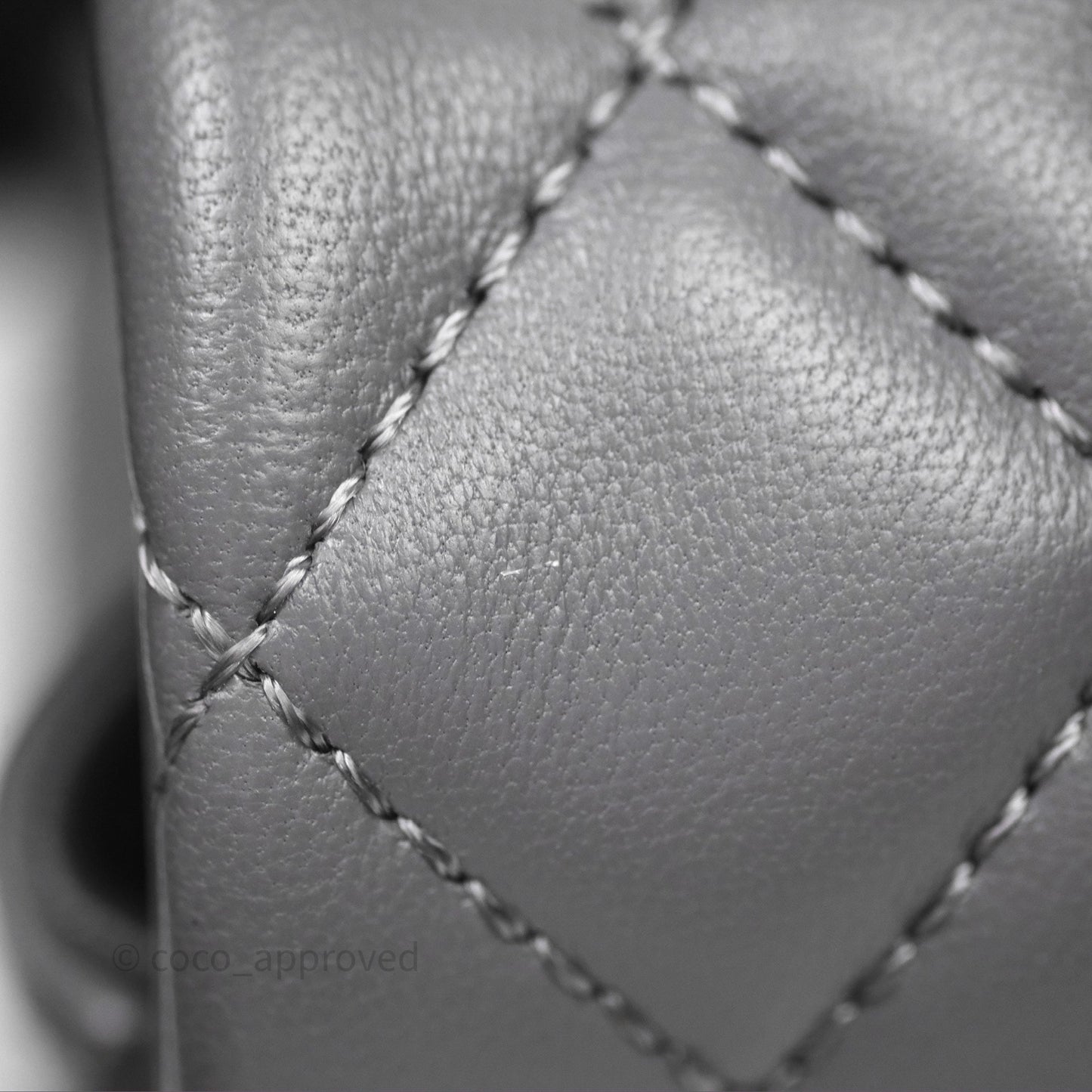 Chanel Top Handle Mini Rectangular Flap Grey Lambskin Gold Hardware