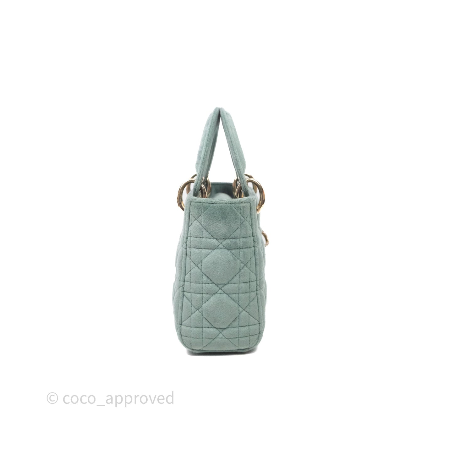 Christian Dior Mini Lady Dior Green Suede Cannage Gold Hardware