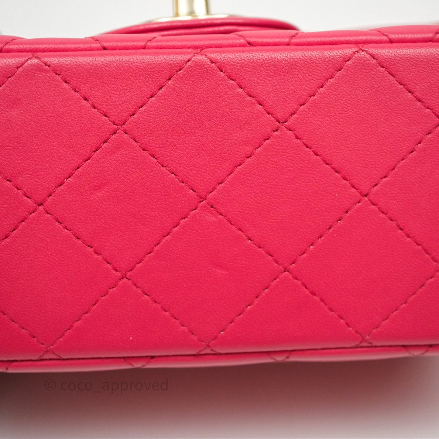 Chanel Mini Square Flap Quilted Dark Pink Lambskin Gold Hardware