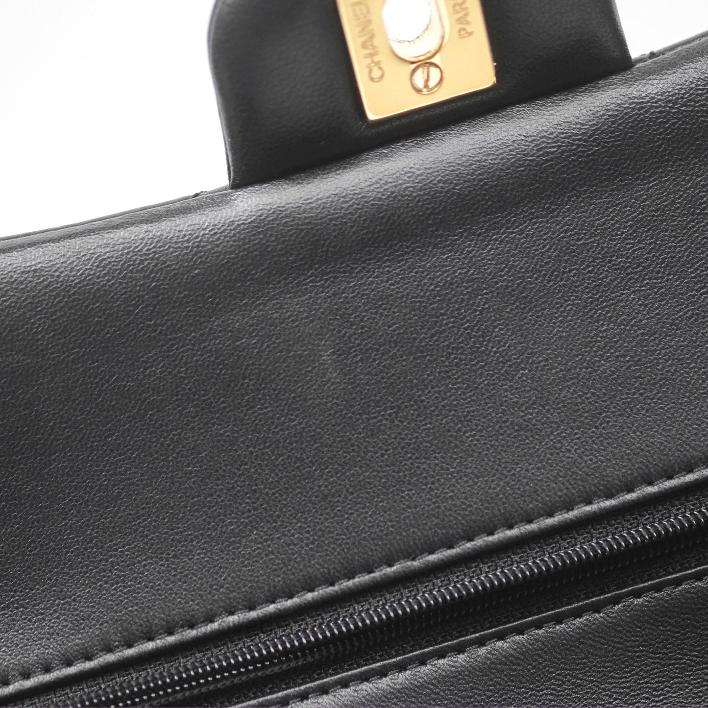 Chanel Classic M/L Medium Flap Quilted Black Lambskin Gold Hardware