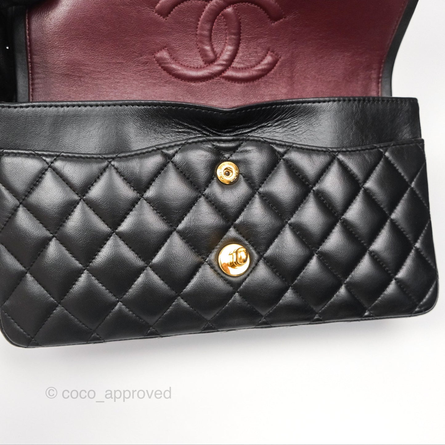 Chanel Classic M/L Medium Flap Quilted Black Lambskin 24K Gold Hardware