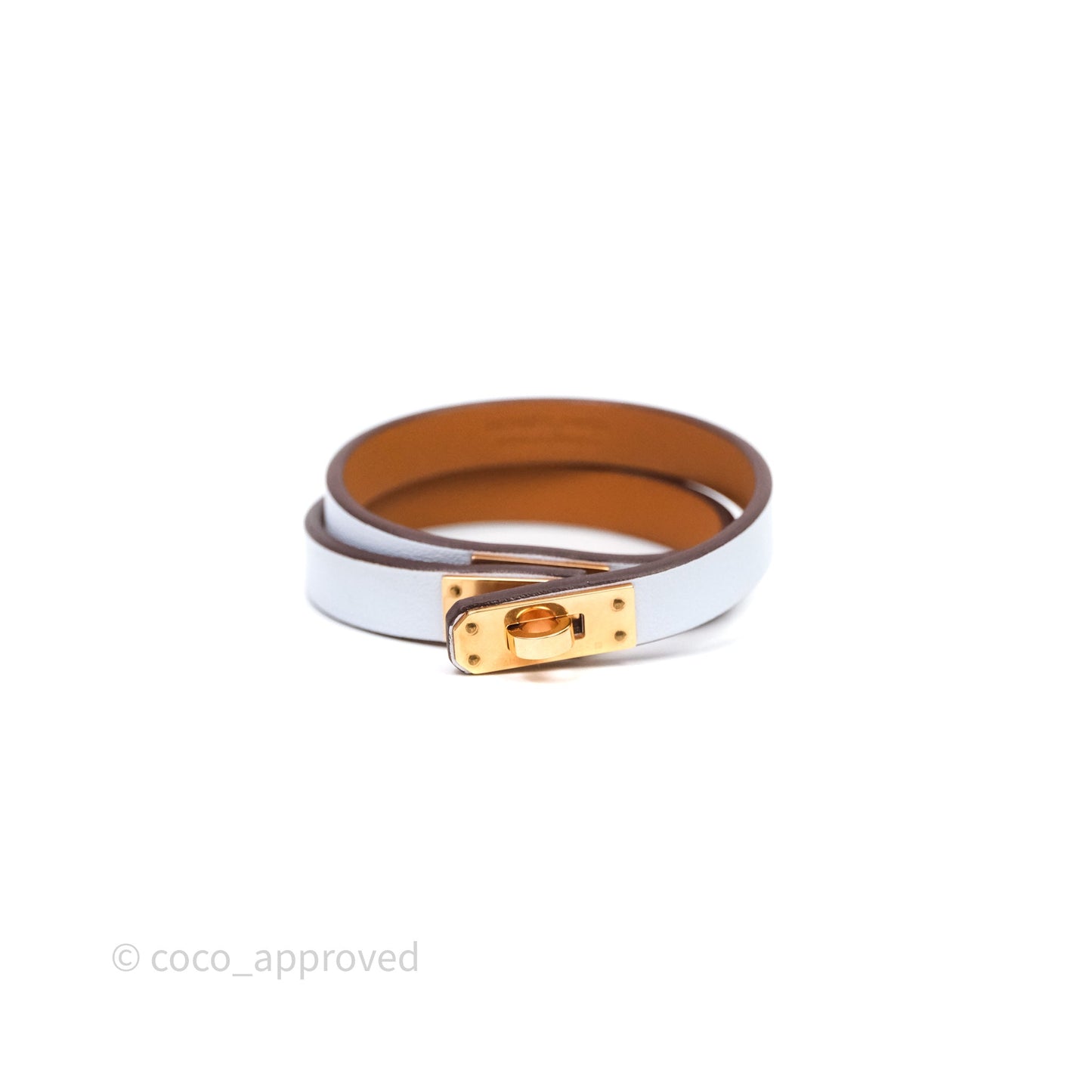 Hermès Kelly Double Tour Bracelet Blue Brume Swift Rose Gold Hardware