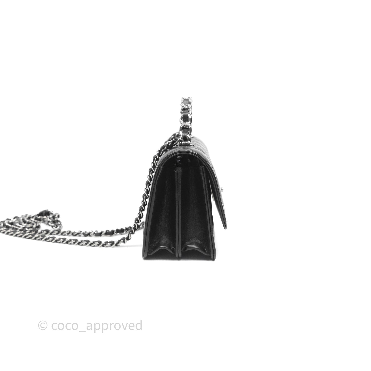 Chanel Mini Crystal Top Handle Wallet On Chain WOC Black Calfskin Gun Metal Hardware 23K