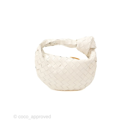 Bottega Veneta Mini Jodie Bag Intrecciato White Patent