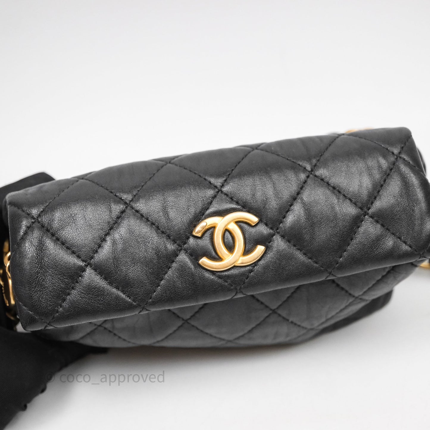 Chanel Small Hobo Bag Crumpled Black Lambskin Aged Gold Hardware