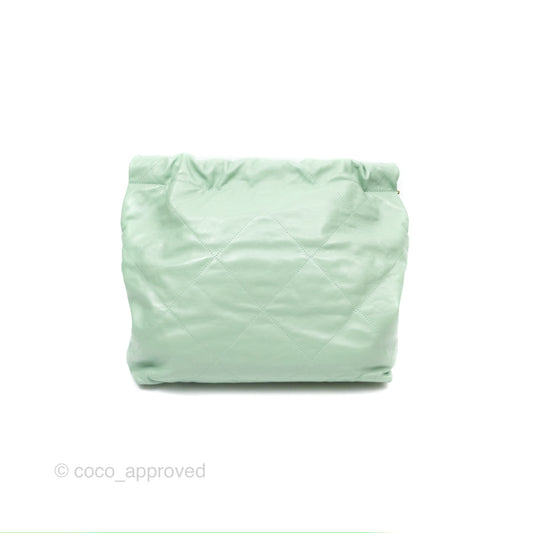 Chanel 22 Small Mint Green Shiny Aged Calfskin Aged Gold Hardware