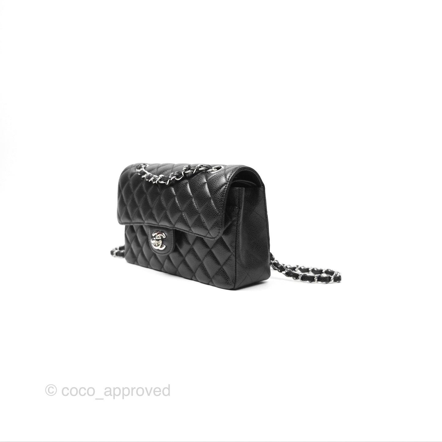 Chanel Small Classic Flap Quilted Black Caviar Silver Hardware
