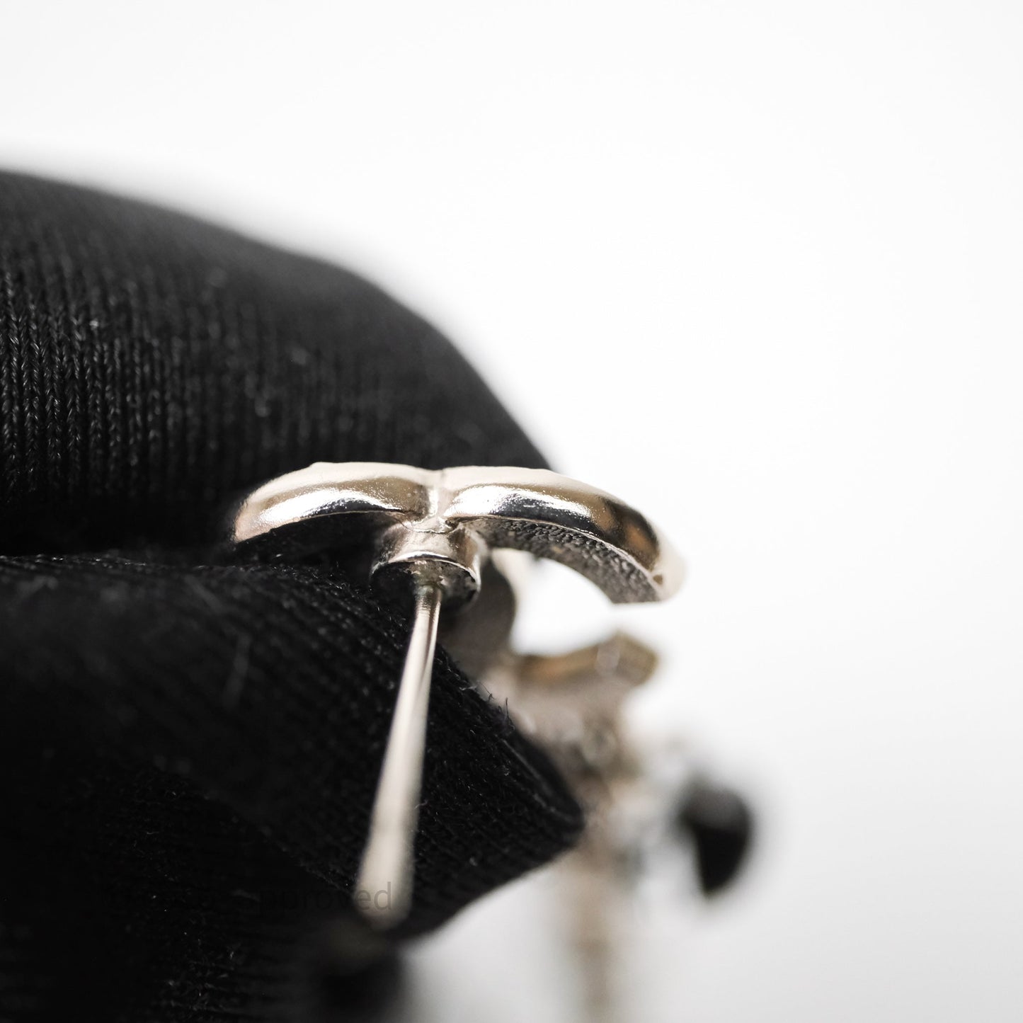 Chanel CC Black Resin Crystals Drop Earrings Silver Tone 19B