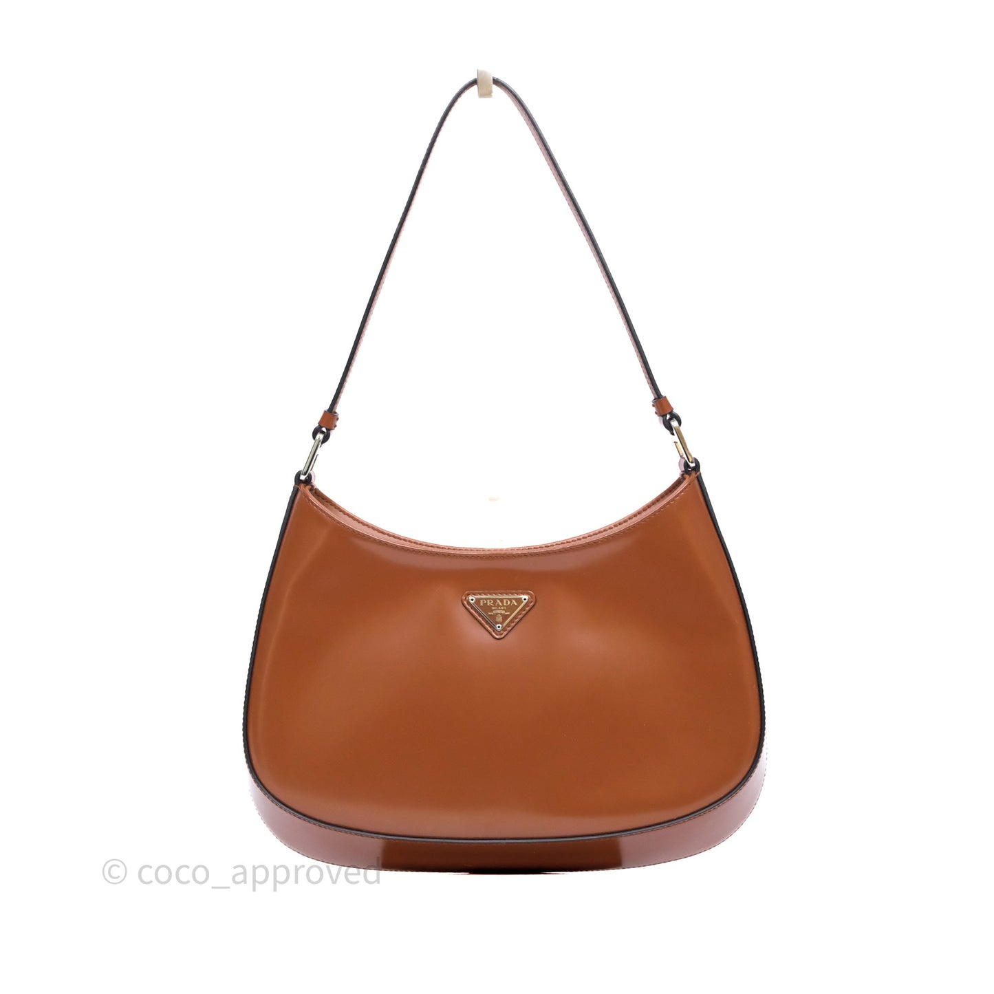 Prada Cleo Brushed Leather Shoulder Bag Brown