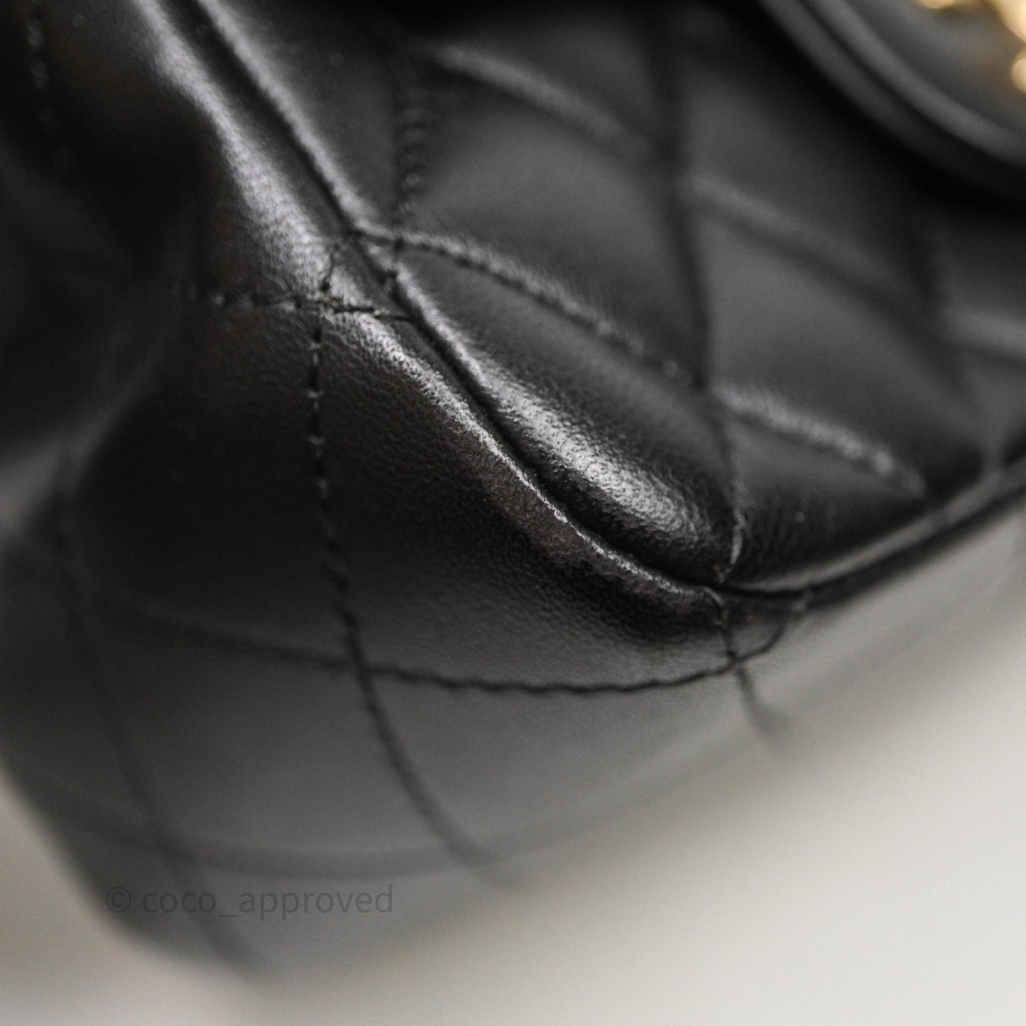 Chanel Mini Square Quilted Black Lambskin Gold Hardware
