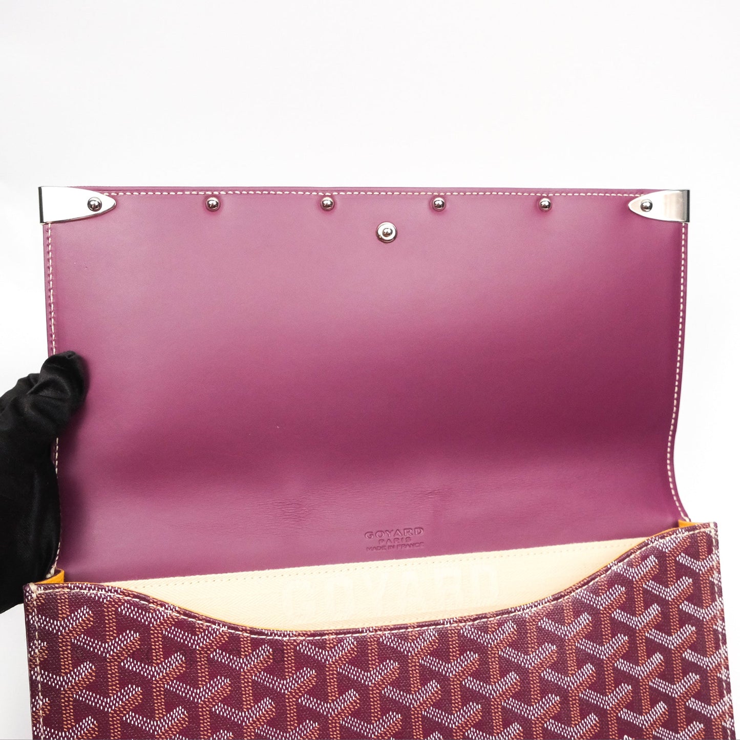 Goyard Monte-Carlo Bois Clutch Wine Red Goyardine Canvas