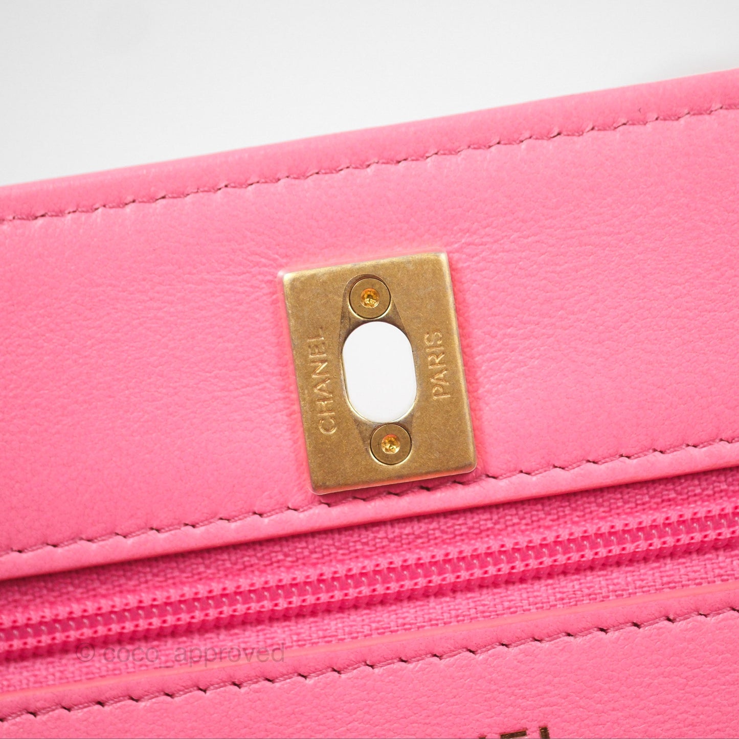 Chanel Quilted Pearl Crush Wallet on Chain WOC Pink Lambskin Aged Gold Hardware