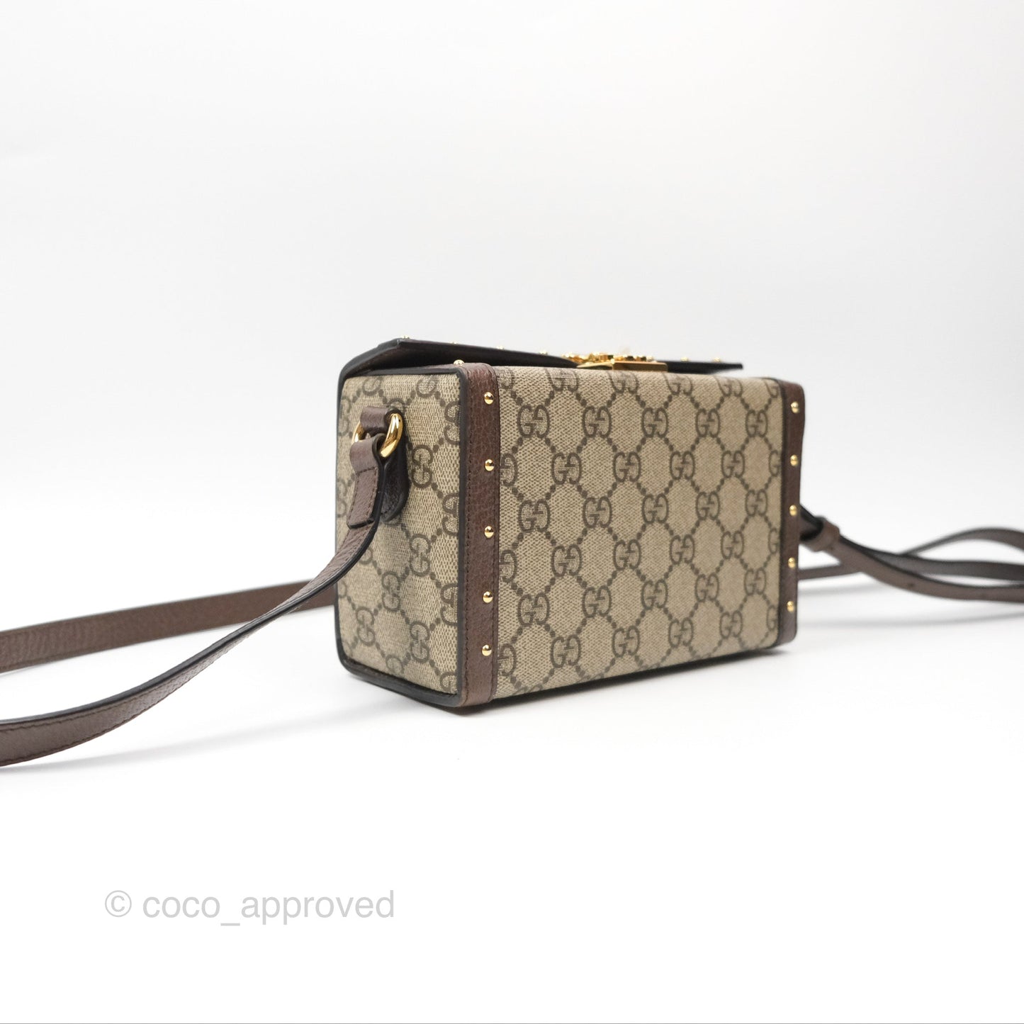 Gucci Gucci Brown/Beige GG Supreme Canvas and Leather Mini Trunk Bag