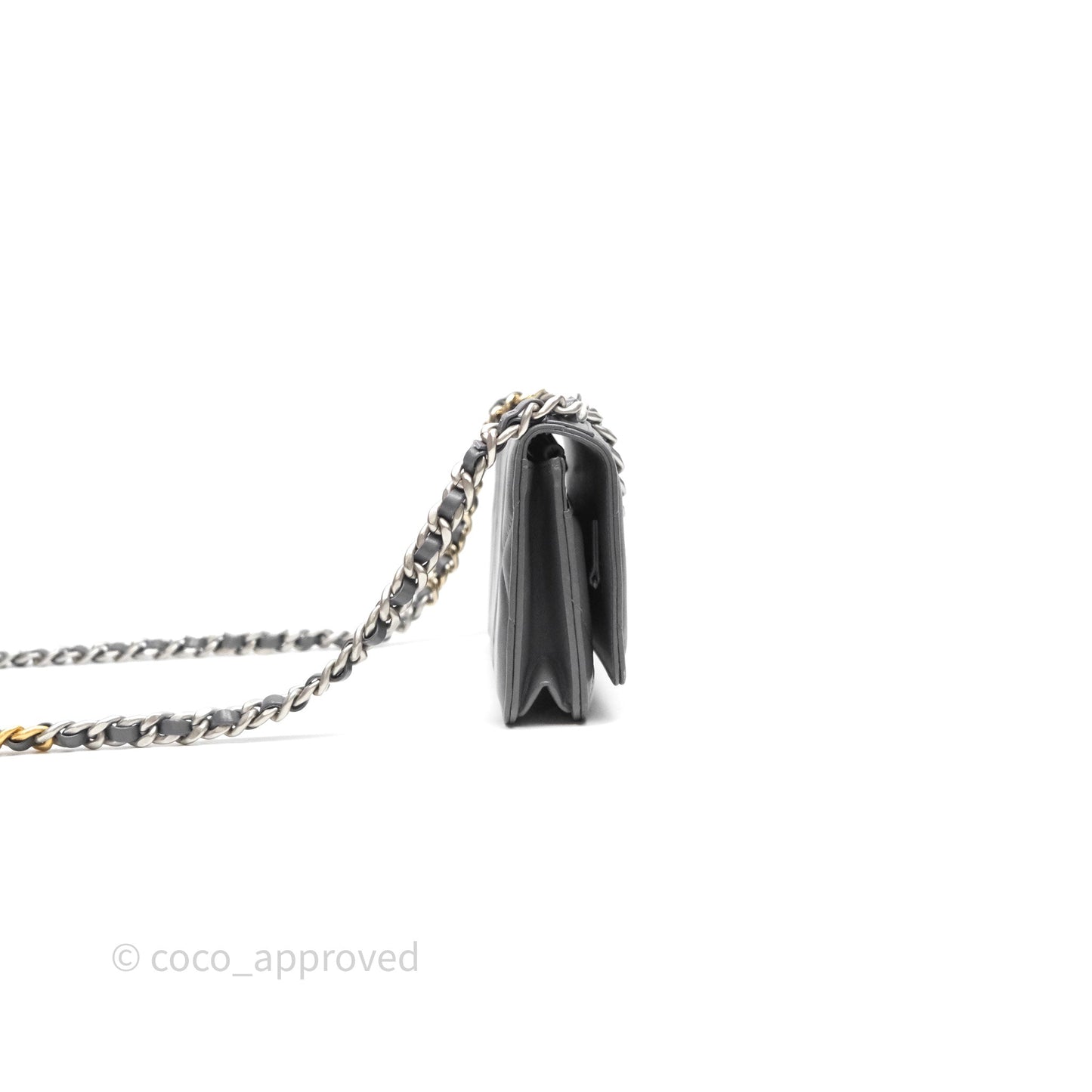 Chanel 19 Wallet on Chain WOC Grey Lambskin Mixed Hardware