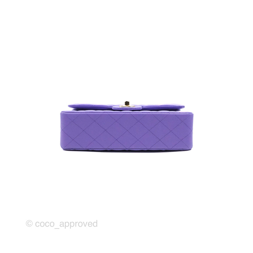 Chanel Classic Small S/M Flap Purple Caviar Light Gold Hardware 20S