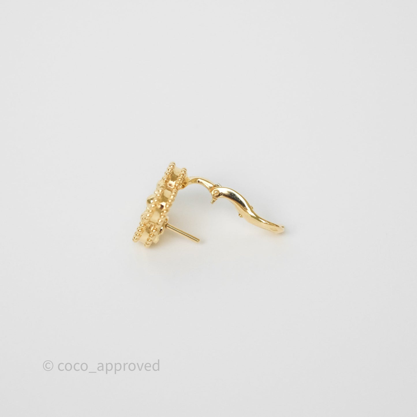 Van Cleef & Arpels 18K Yellow Gold Guilloche Vintage Alhambra Earrings
