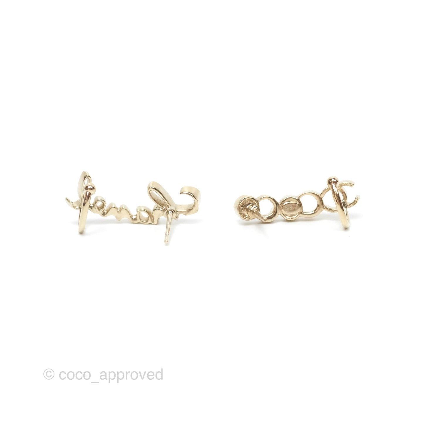 Chanel CC Coco Crystal Earrings Ear Clip Gold Tone 23V