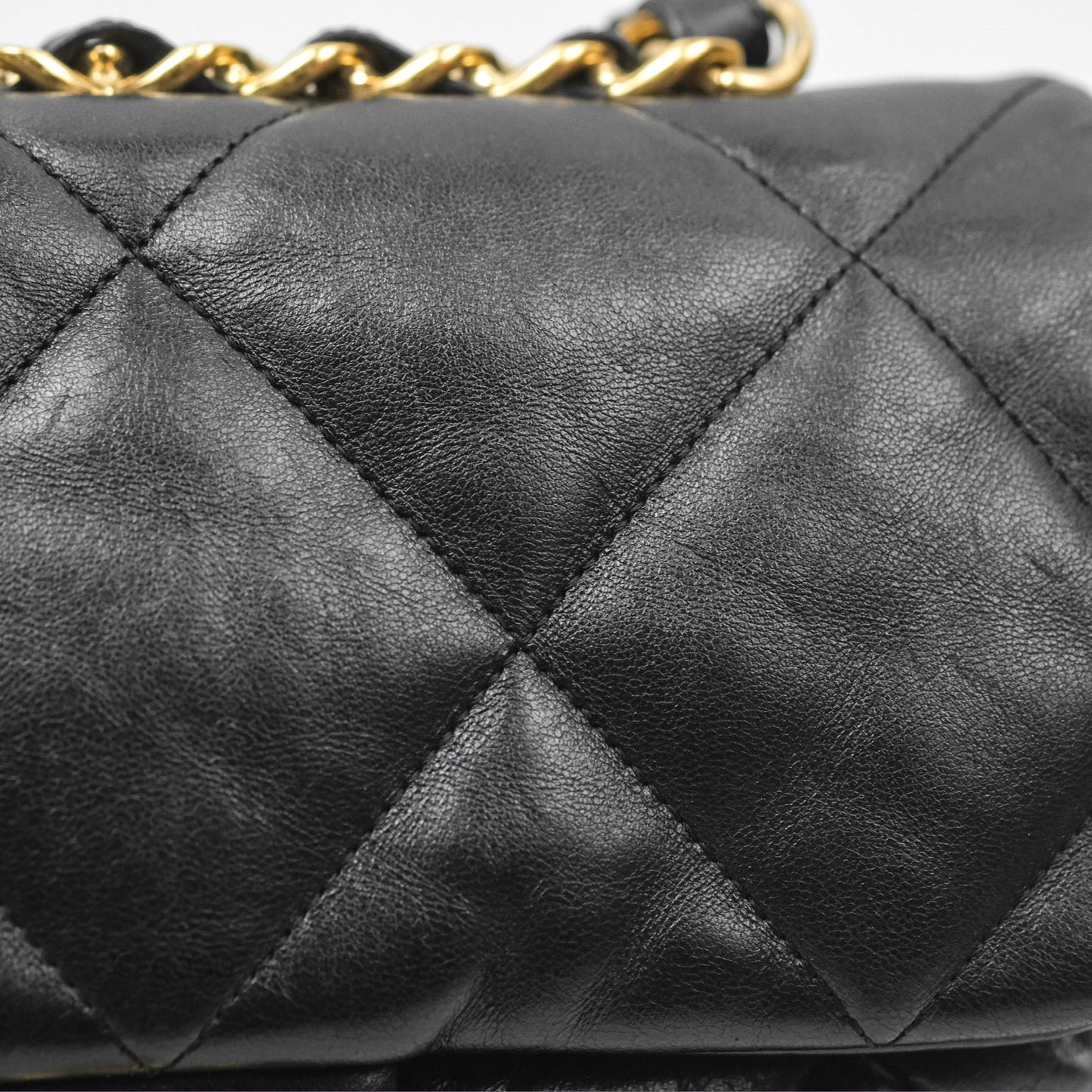 Chanel Chain Handle Flap Bag Black Goatskin Gold Hardware