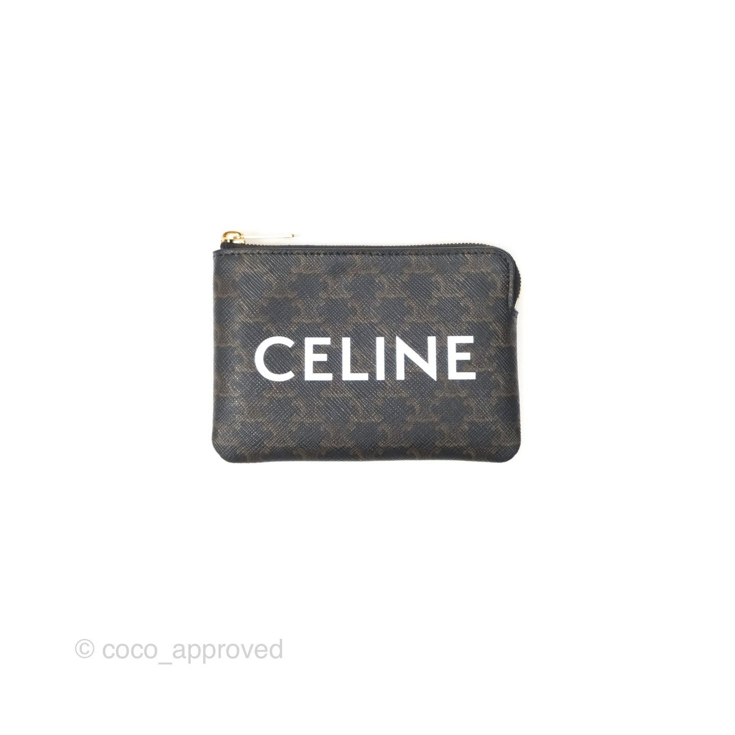 Celine Coin & Card Pouch Black Triomphe Canvas