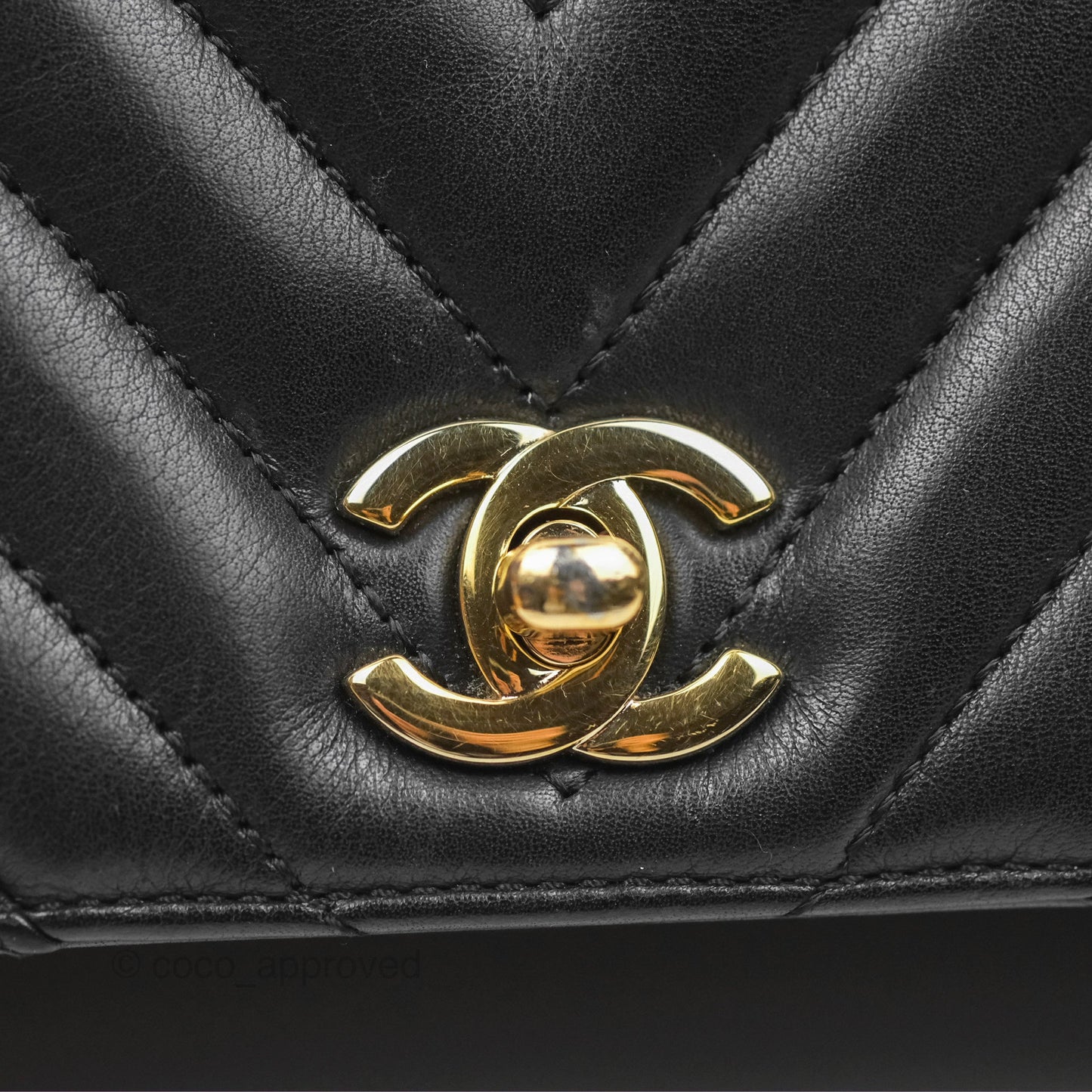 Chanel Small Statement Chevron Flap Bag Black Calfskin Gold Hardware