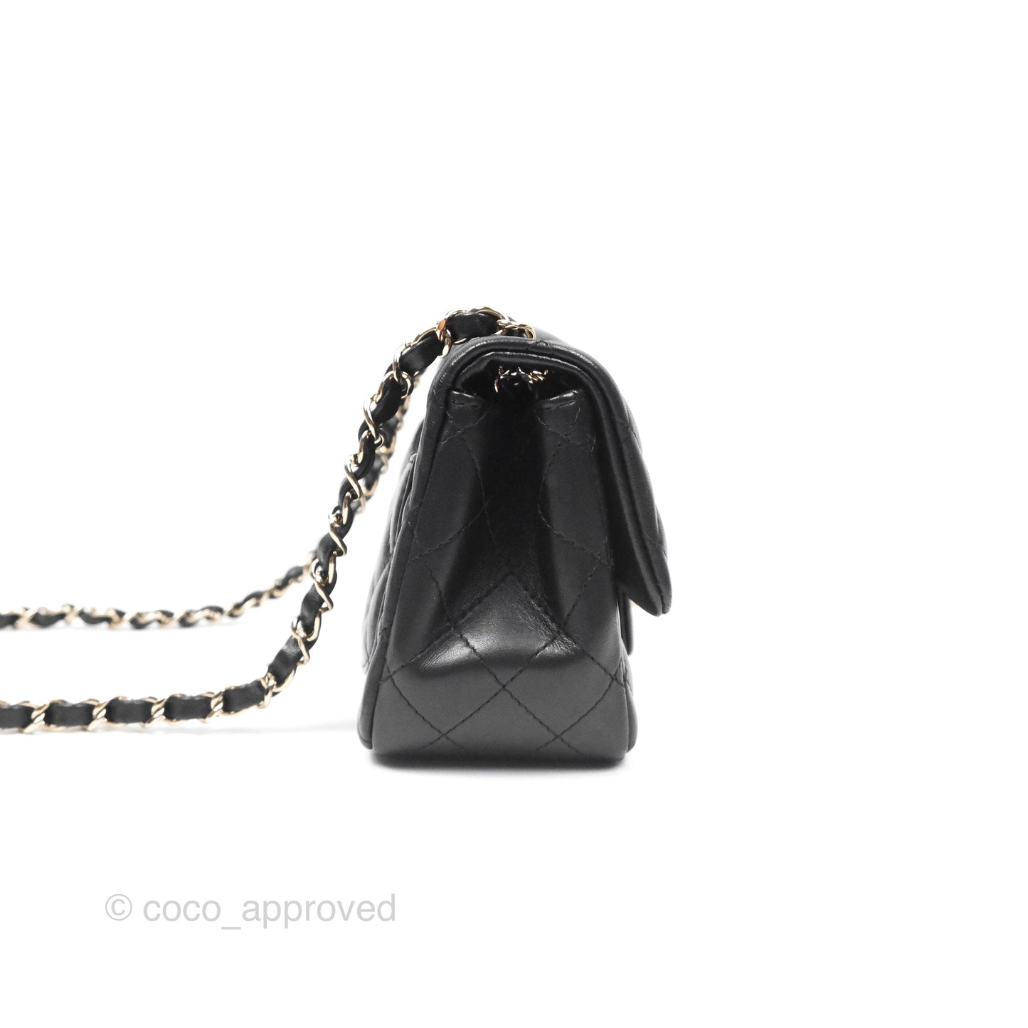 Chanel Quilted Mini Square Flap Black Lambskin Gold Hardware