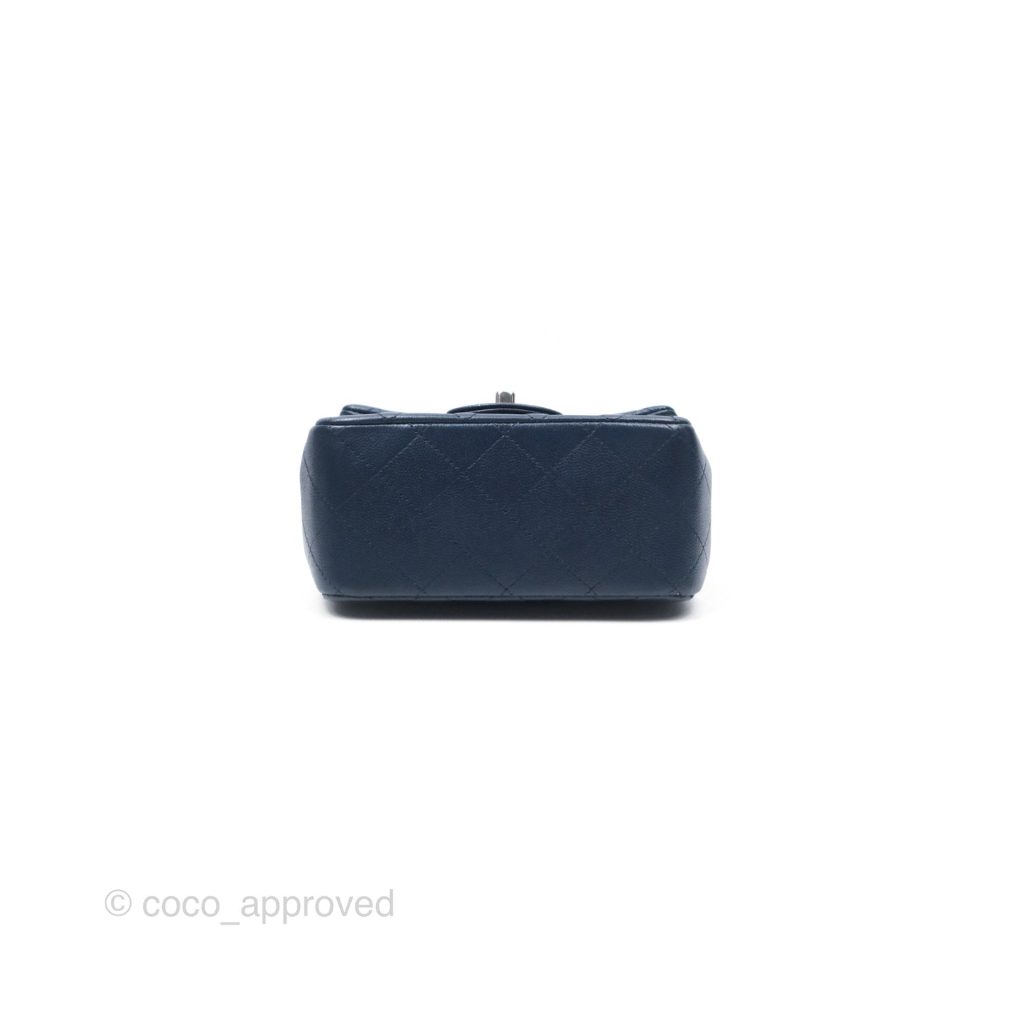 Chanel Mini Square Flap Quilted Navy Caviar Silver Hardware