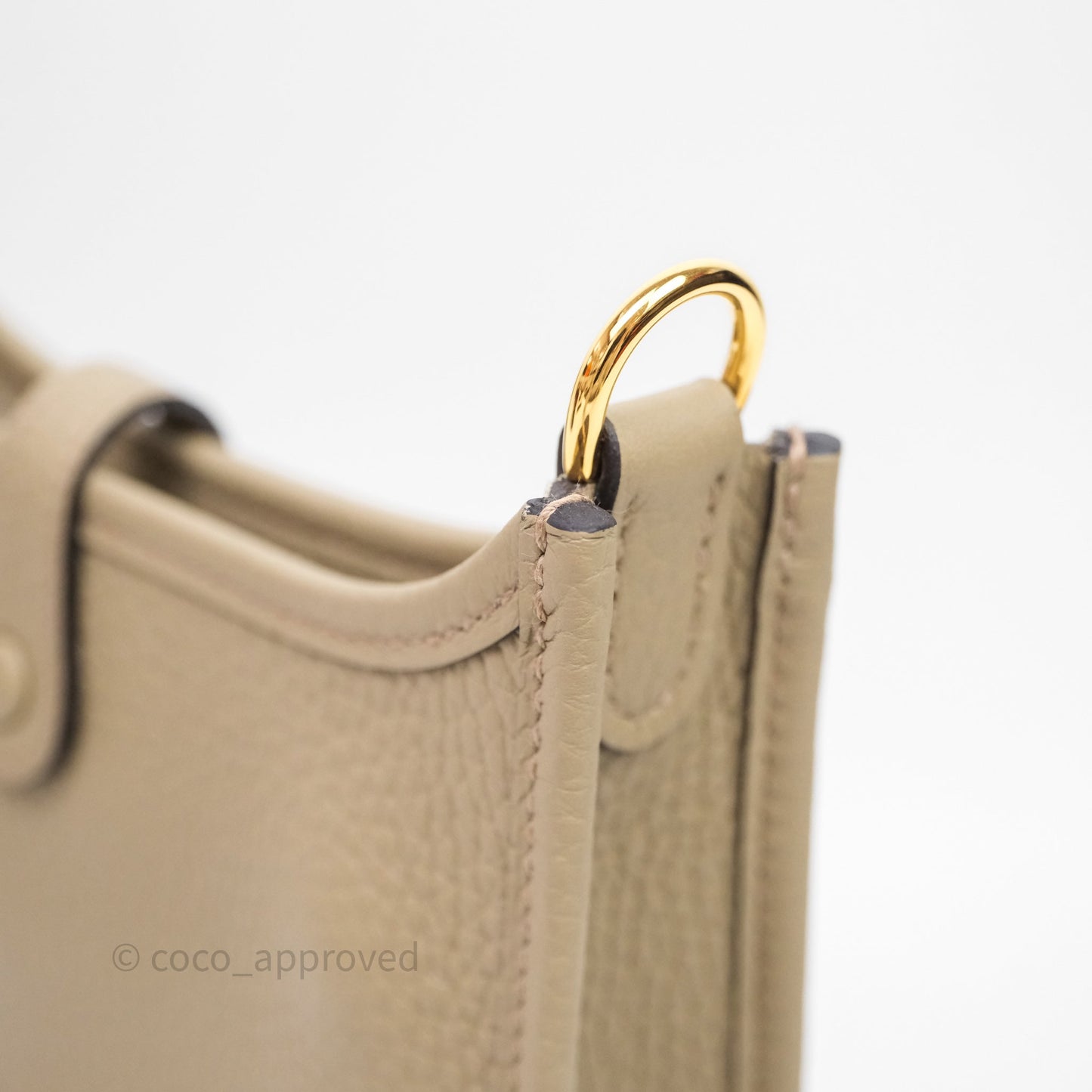 Hermès Mini Evelyne 16 Beige Marfa 8Q Clemence Gold Hardware