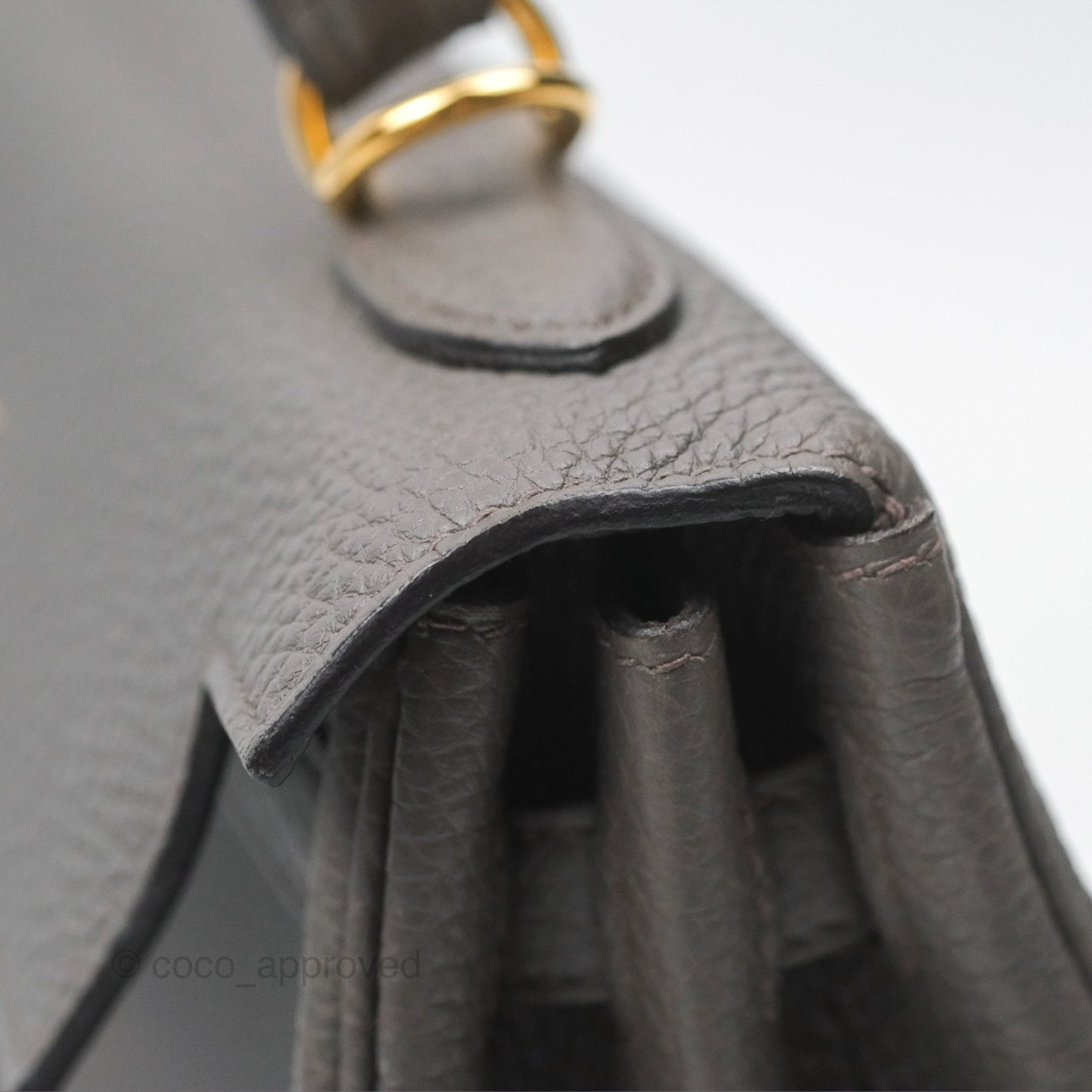 Hermès Retourne Kelly 25 Gris Etain 8F Togo Gold Hardware