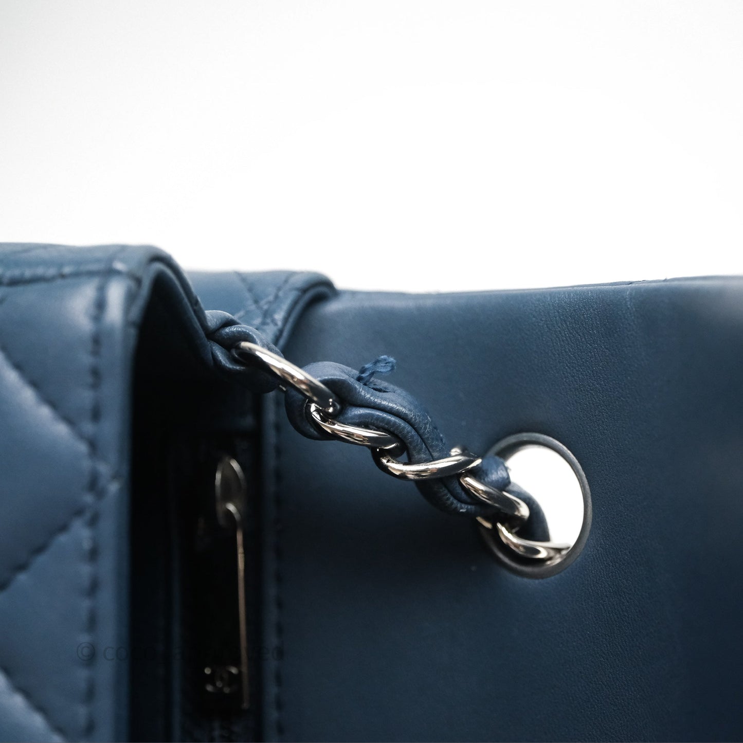 Chanel Quilted Mini Rectangular Navy Lambskin Silver Hardware
