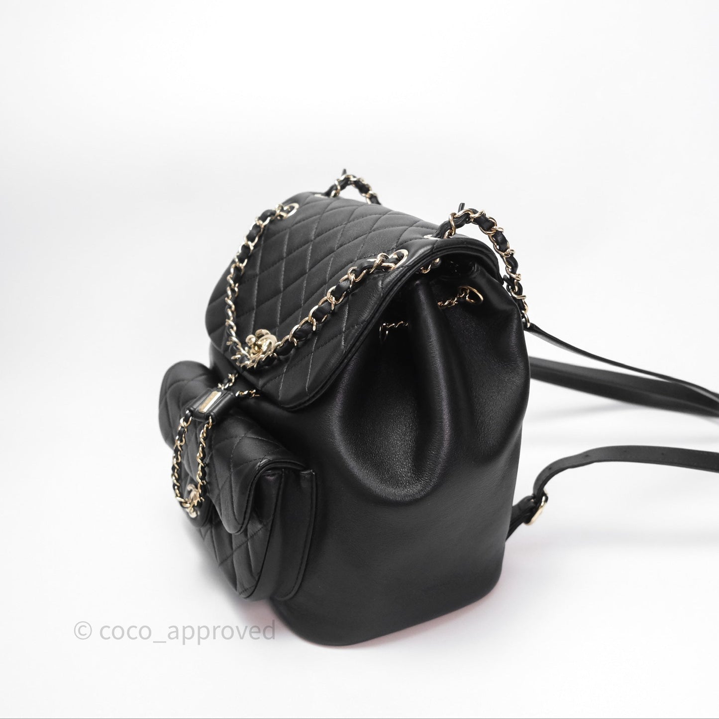 Chanel Quilted Large Duma Drawstring Backpack Black Calfskin