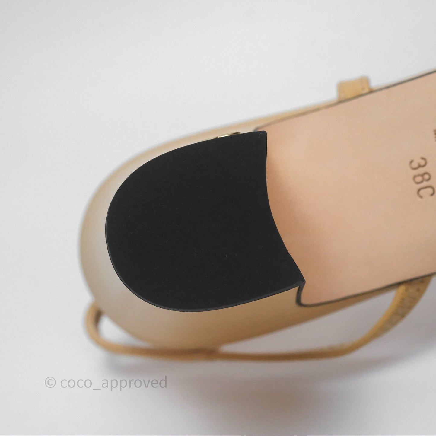 Chanel Classic Slingback Beige Black Leather Size 38