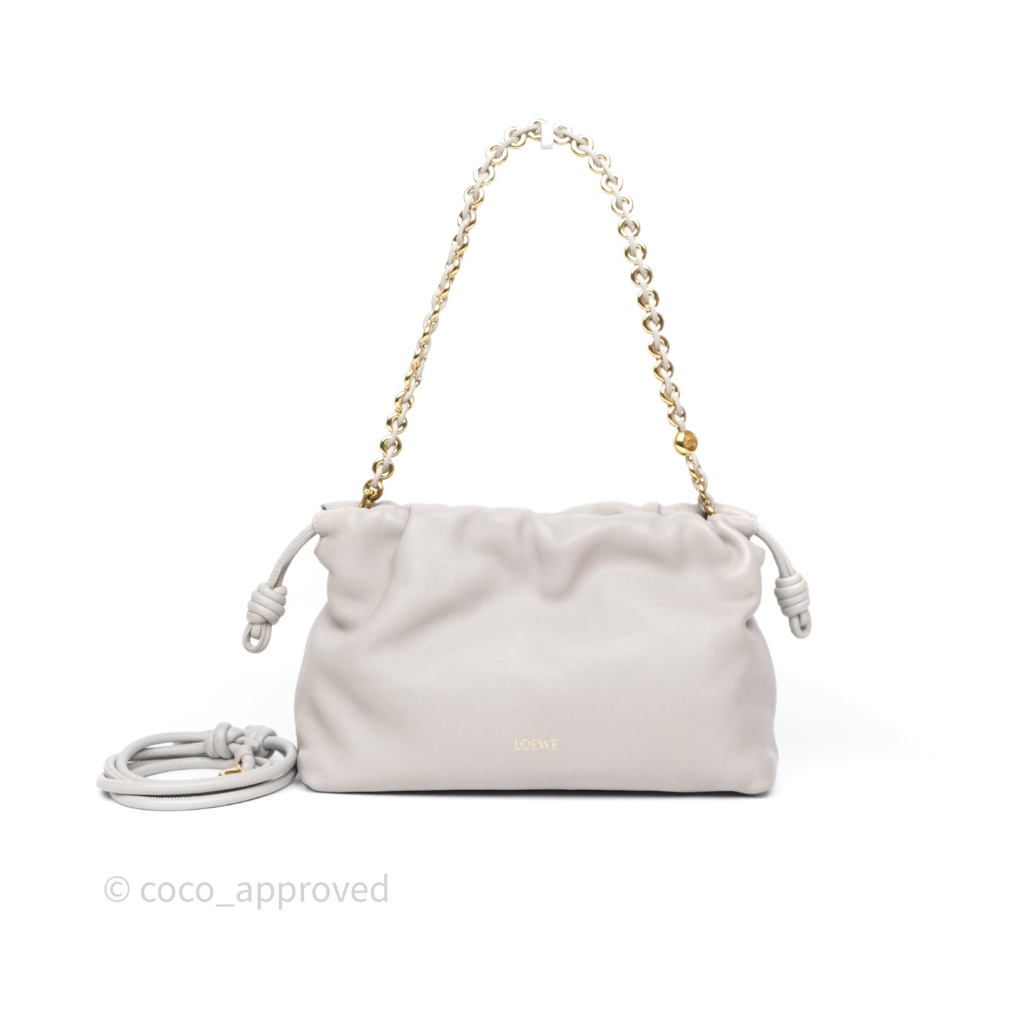 Loewe Medium Flamenco Purse in Mellow Nappa Lambskin Shell Grey