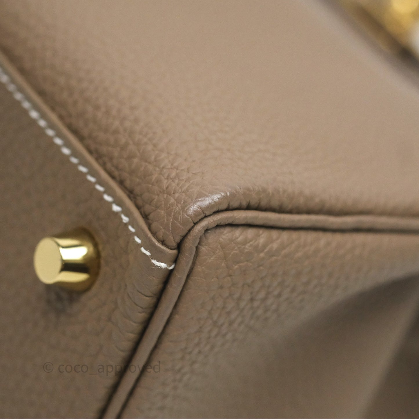 Hermès Retourne Kelly 25 Etoupe 18 Togo Gold Hardware
