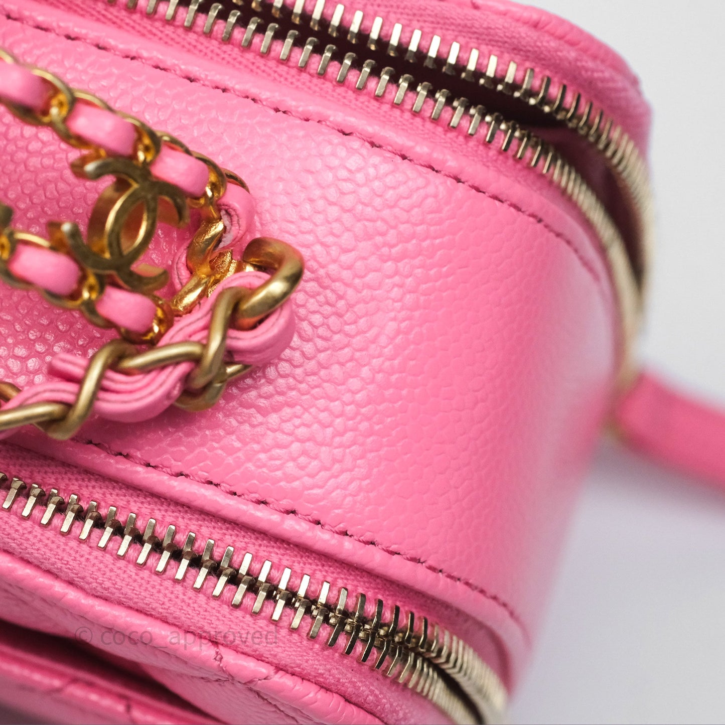 Chanel Quilted Pick Me Up Small Vanity Case Hot Pink Caviar Aged Gold Hardware