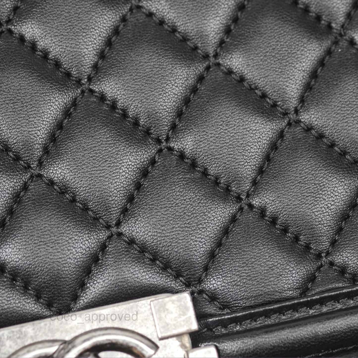 Chanel Quilted New Medium Boy Black Lambskin Ruthenium Hardware
