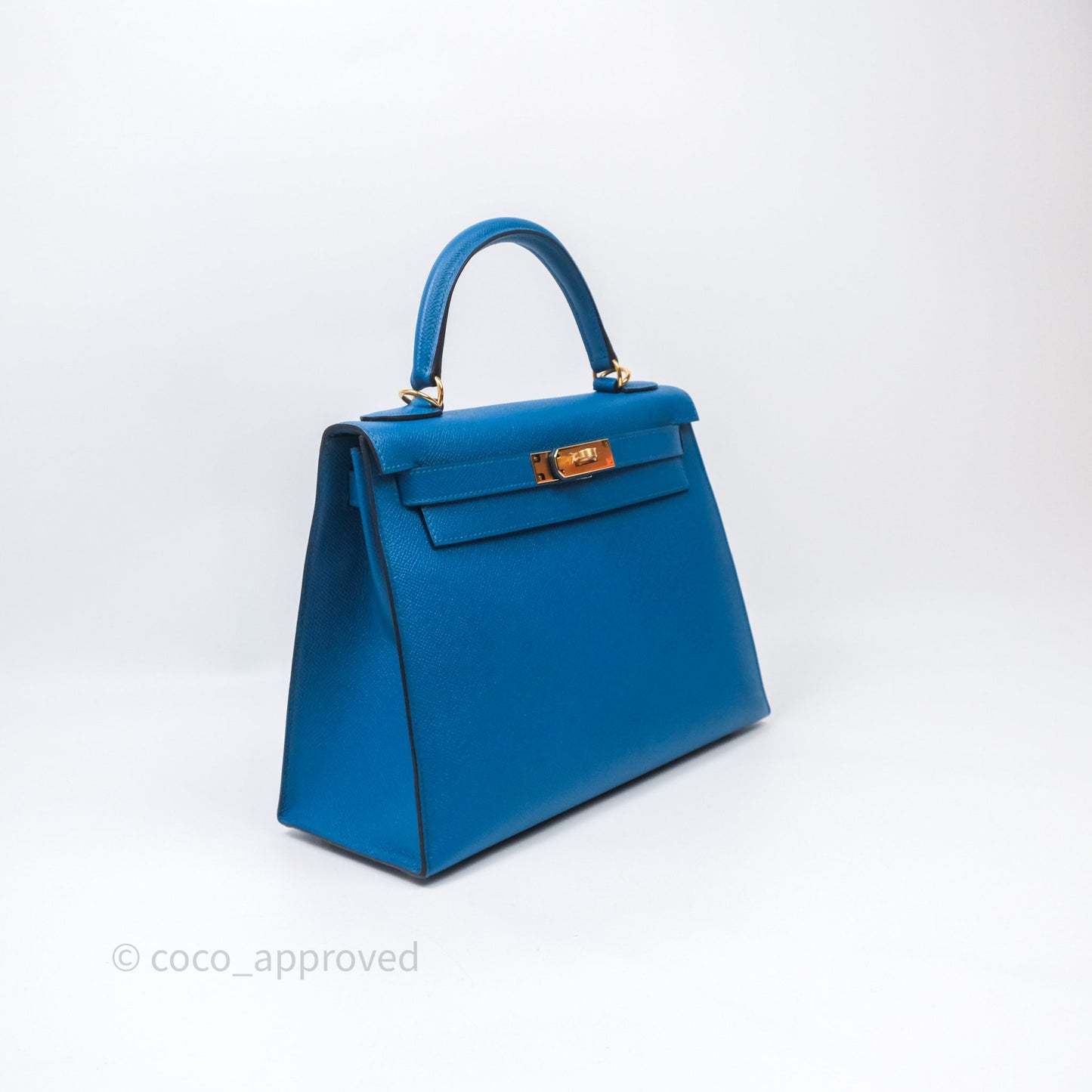 Hermès Kelly 28 Blue Epsom Gold Hardware