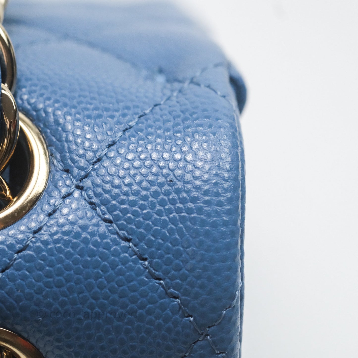 Chanel Small Classic Flap Quilted Blue Caviar Gold Hardware 20S