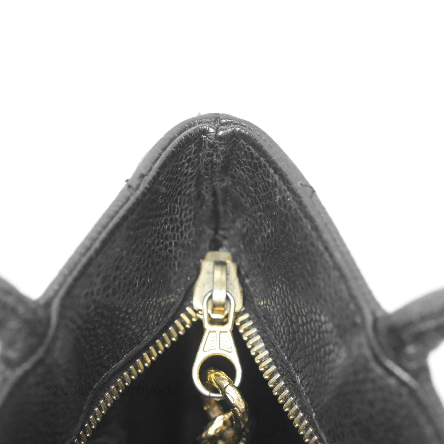 Chanel Vintage Medallion CC Black Caviar Tote Bag Gold Hardware