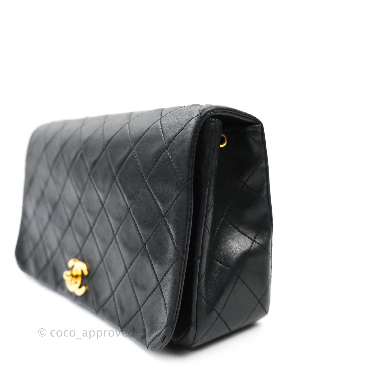 Chanel Vintage Small Single Full Flap Bag Black Lambskin 24K Gold Hardware