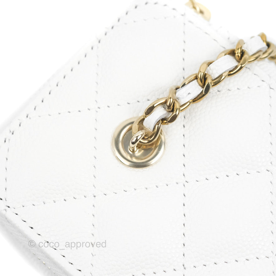 Chanel Classic Vanity with Chain White Caviar Gold Hardware