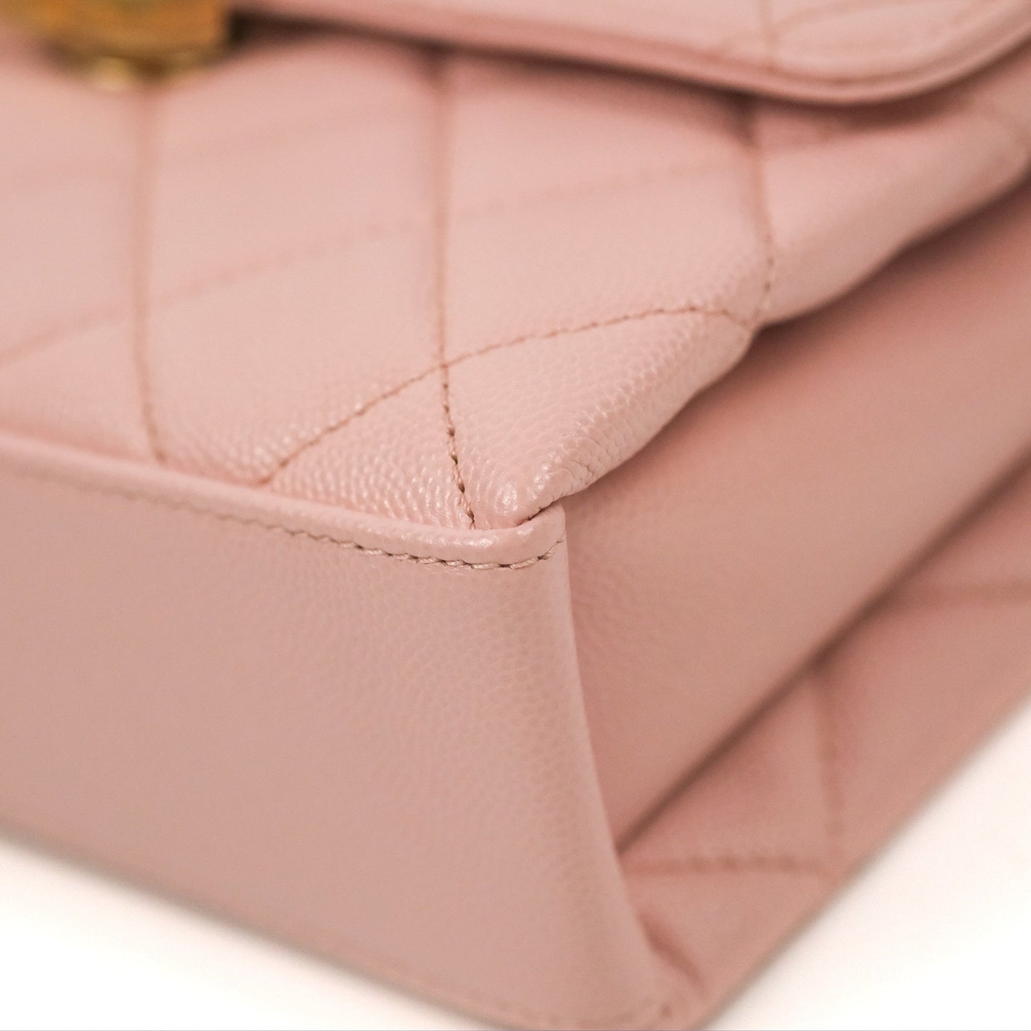 Chanel Carry Me Top Handle Flap Bag Pink Caviar Aged Gold Hardware 23S