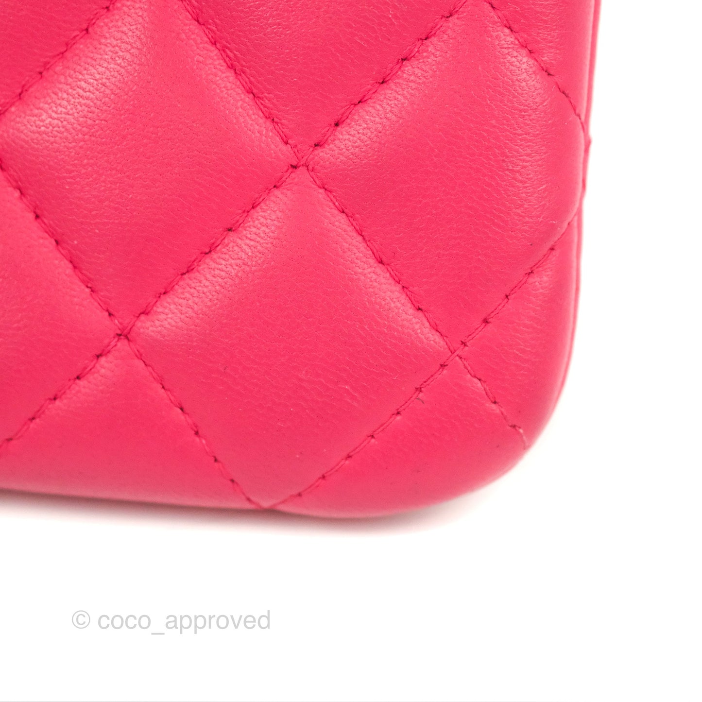 Chanel Quilted Mini O Case Pink Lambskin Silver Hardware