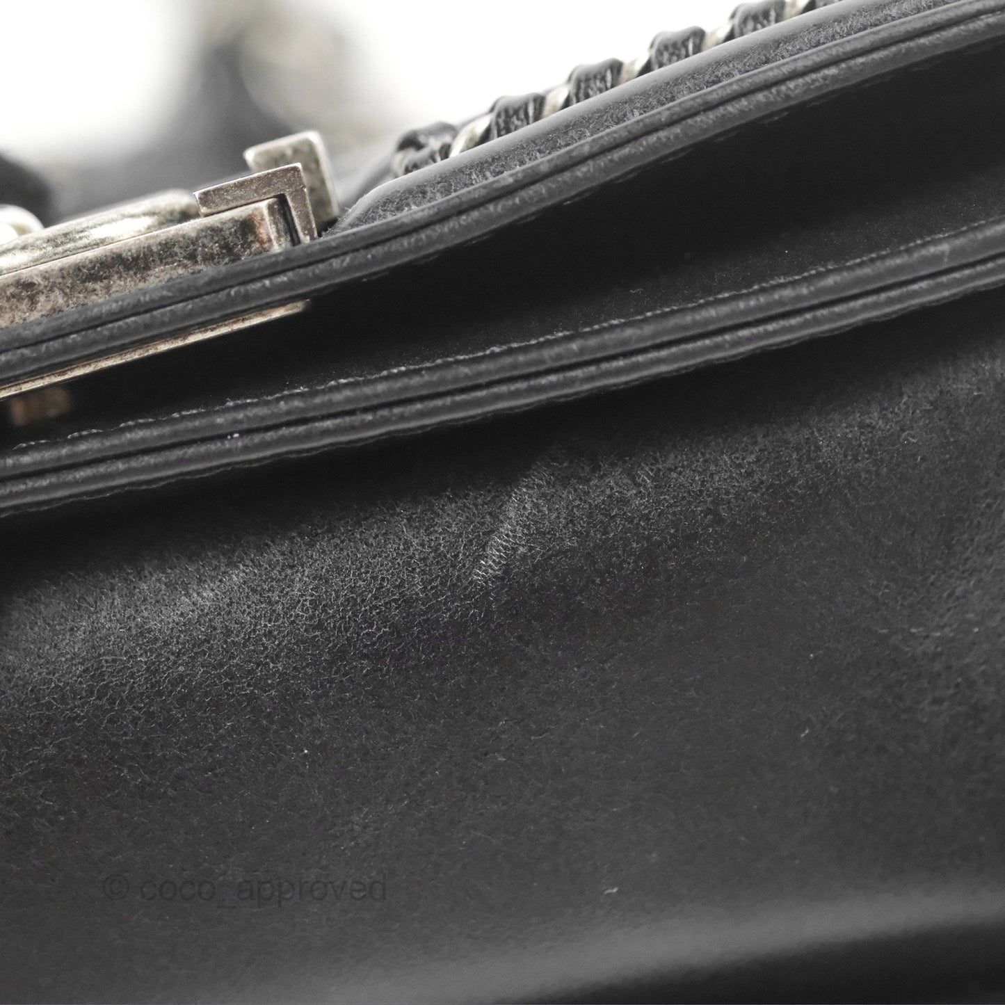 Chanel Small Chain Around Top Handle Boy Black Calfskin Ruthenium Hardware