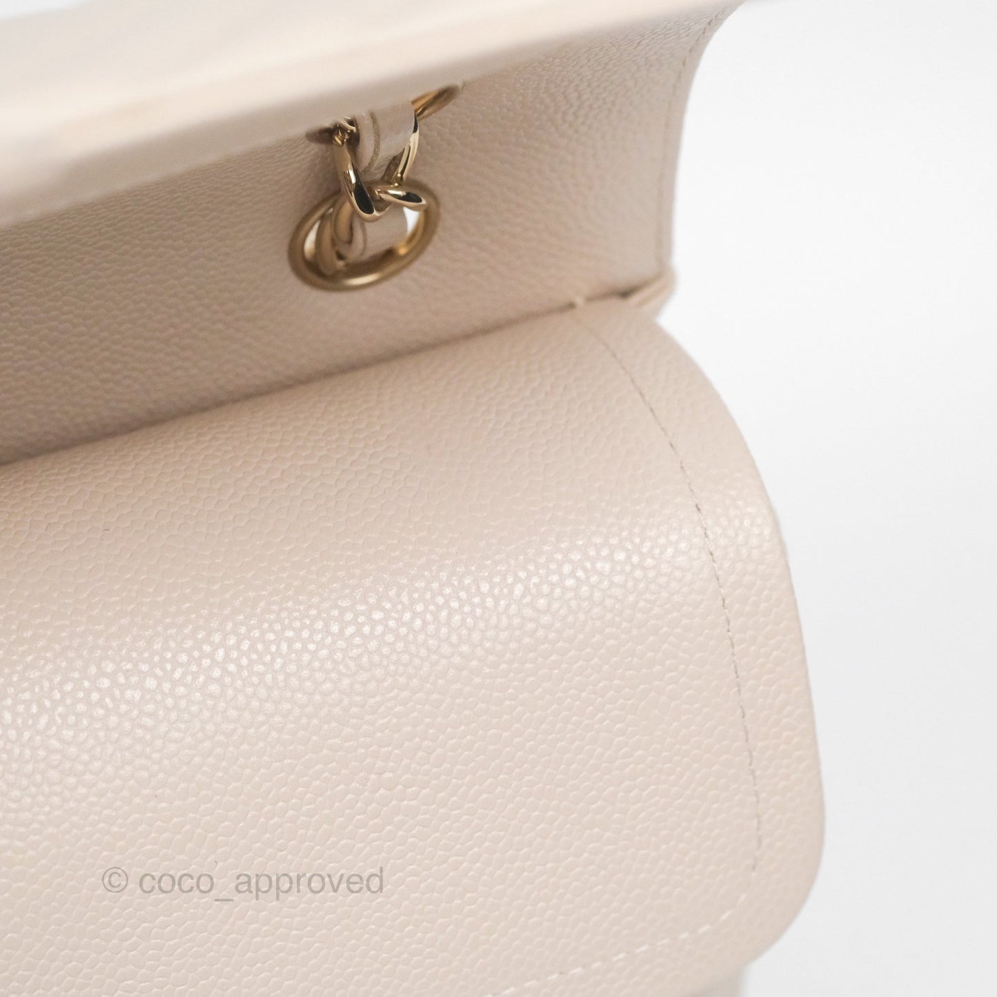 Chanel Classic M/L Medium Double Flap Chevron Light Beige Caviar Gold Hardware 20B