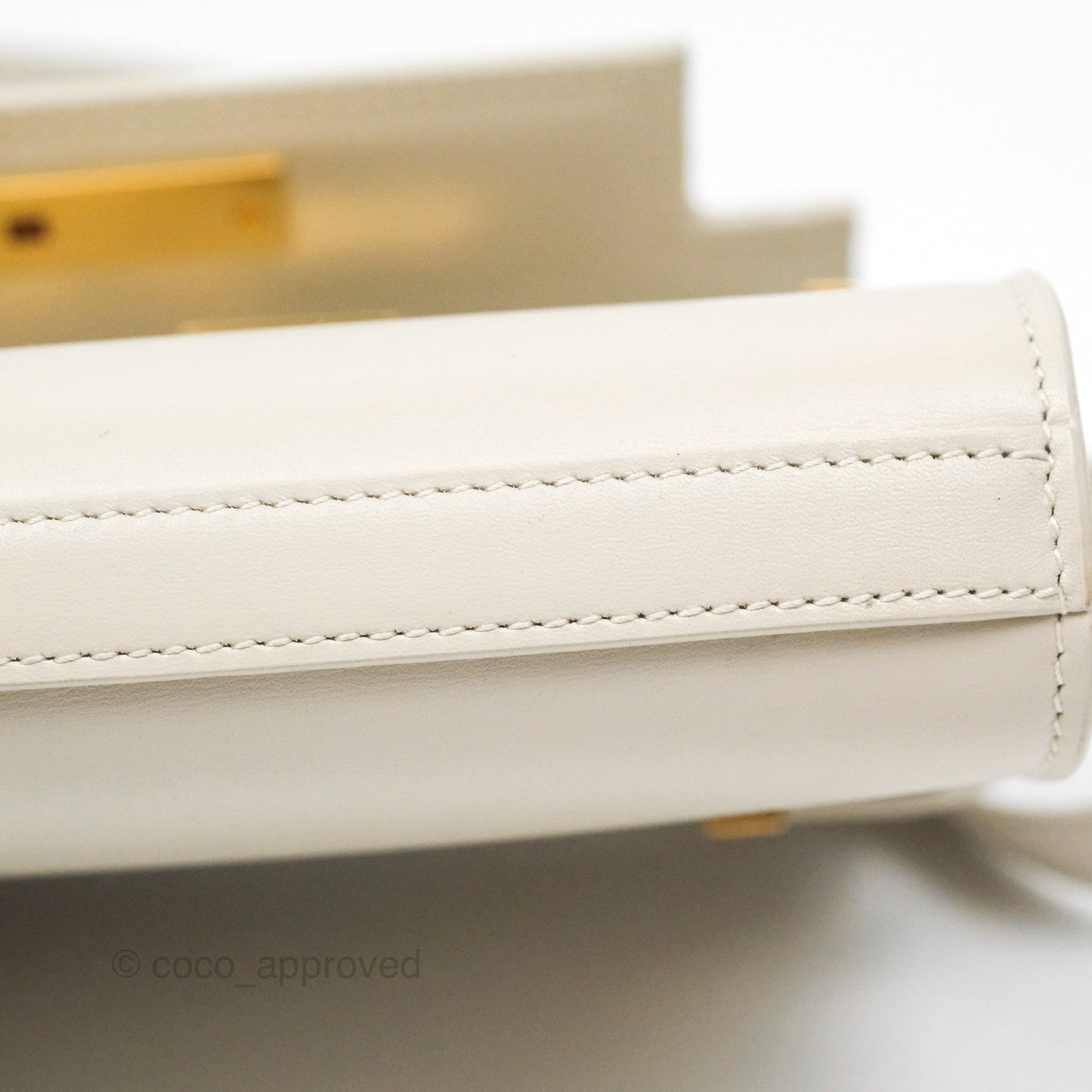 Saint Laurent Mini Manhattan Box Calfskin Blanc Vintage Gold Hardware