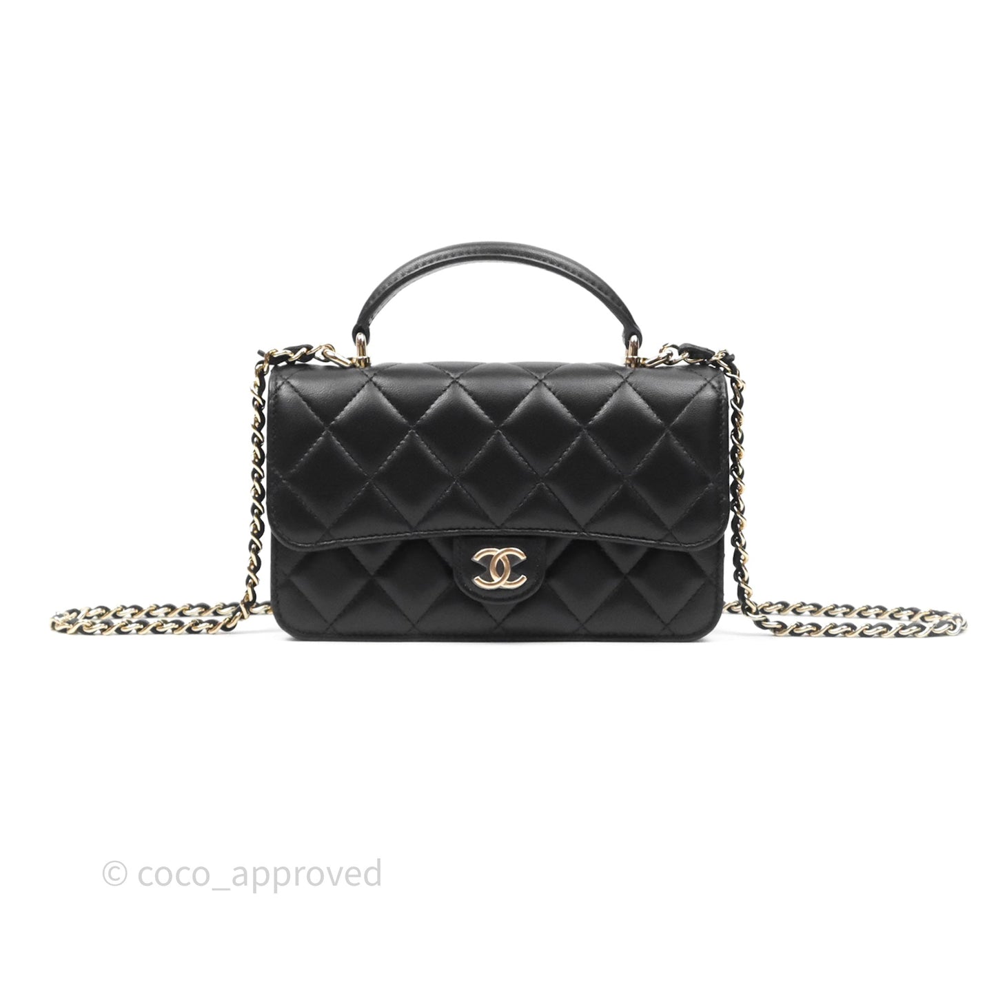 Chanel Top Handle Mini WOC Black Lambskin Gold Hardware