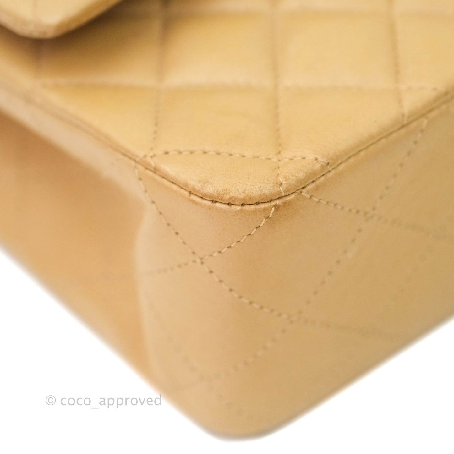 Chanel Classic Vintage M/L Medium Double Flap Bag Beige Lambskin 24K Gold Hardware