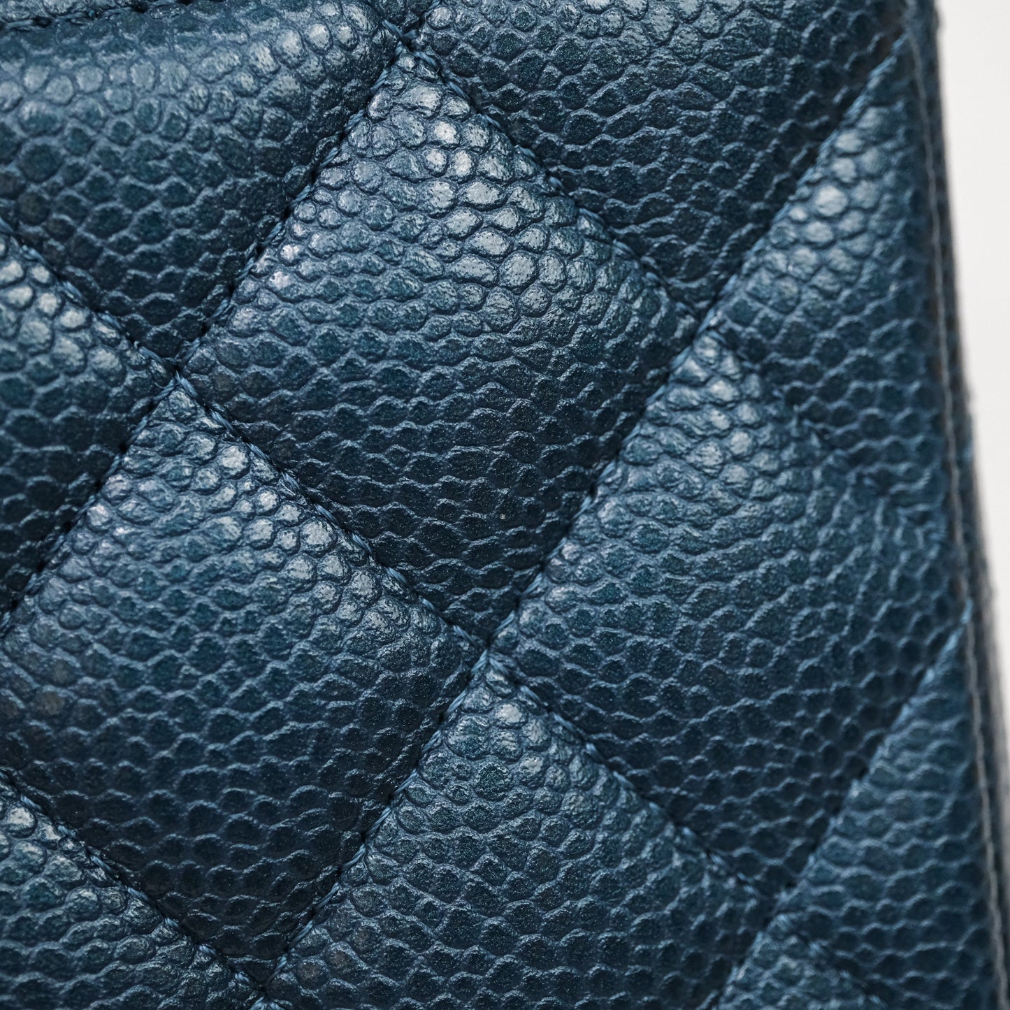 Chanel Classic Medium Flap Quilted Iridescent Teal Caviar Silver Hardware