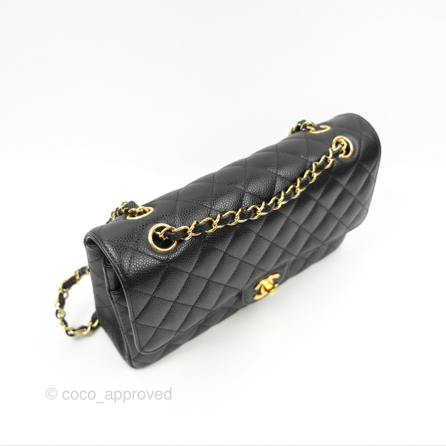 Chanel Classic M/L Medium Flap Quilted Black Caviar Gold Hardware